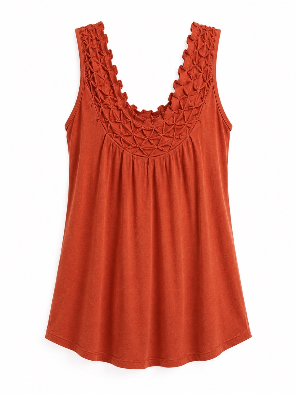 Maurices Rust Sleeveless Tank with Smocked Scoop Neck - Picture 1 of 2